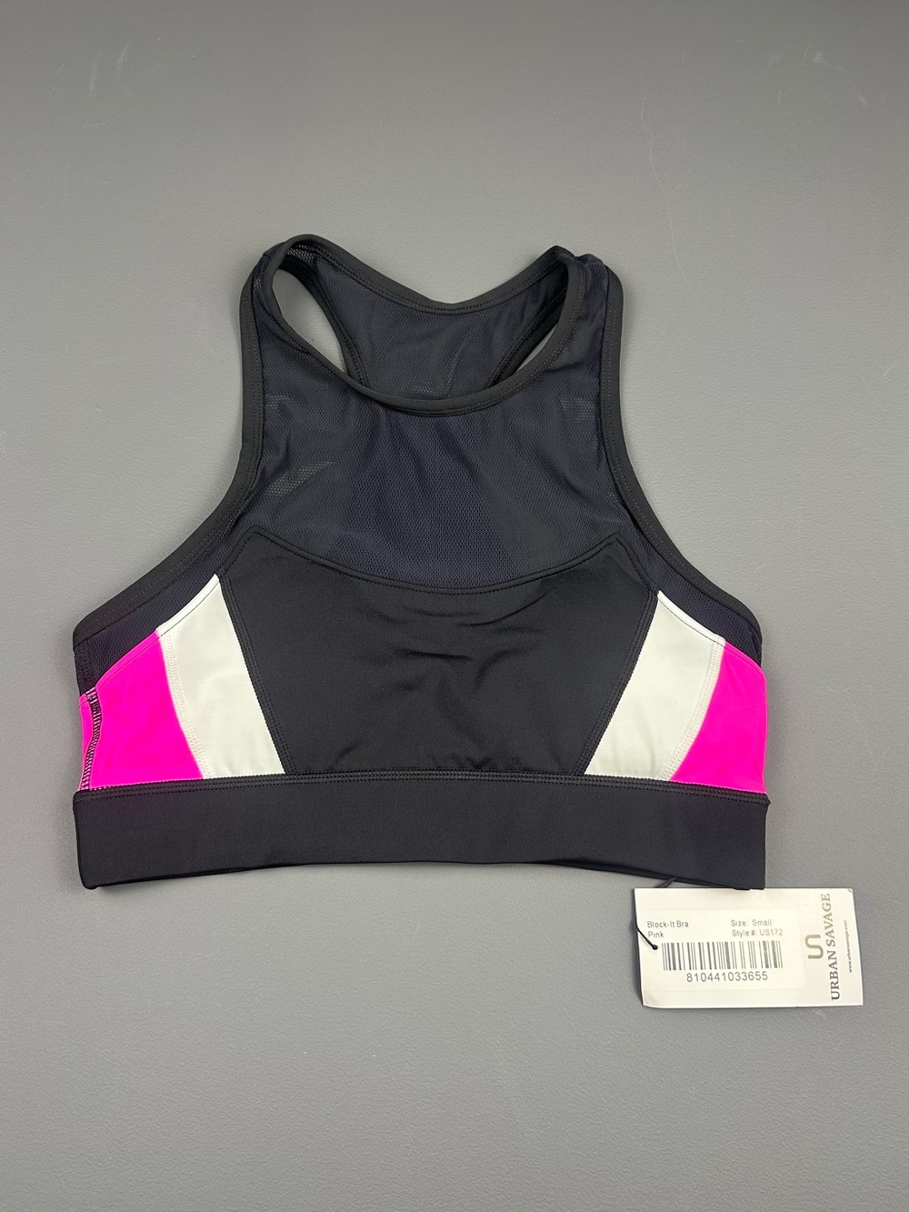 Urban Savage Block-It Bra Pink Black White Sports Bra NWT Size Small